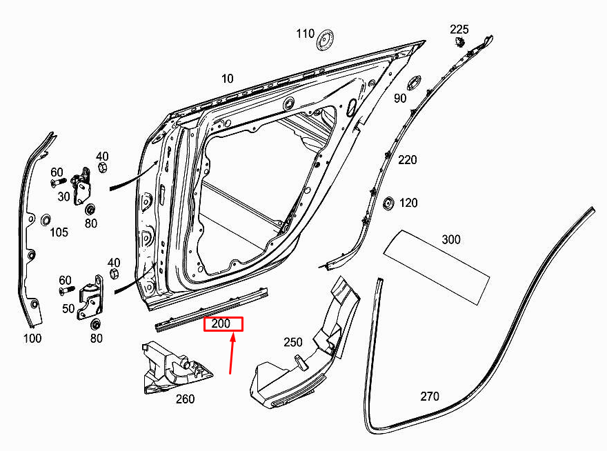 new mercedes-benz cls c257 rear right door bottom sealing a2577301001 original