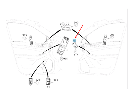 NEW MB GLE C292 FRONT RIGHT DOOR WINDOW SWITCH LHD A29290548009107 ORIGINAL