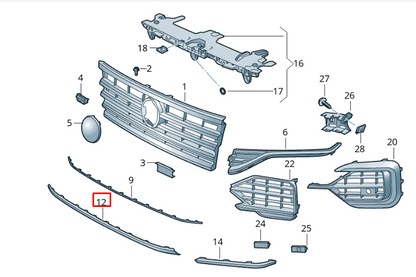 new volkswagen touareg cr7 front bumper center molding 760853245b2zz original