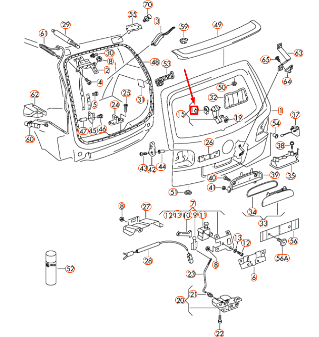 NEW VOLKSWAGEN TOUAREG 7L REAR LID LOCK SERVOMOTOR 3B5827061C ORIGINAL