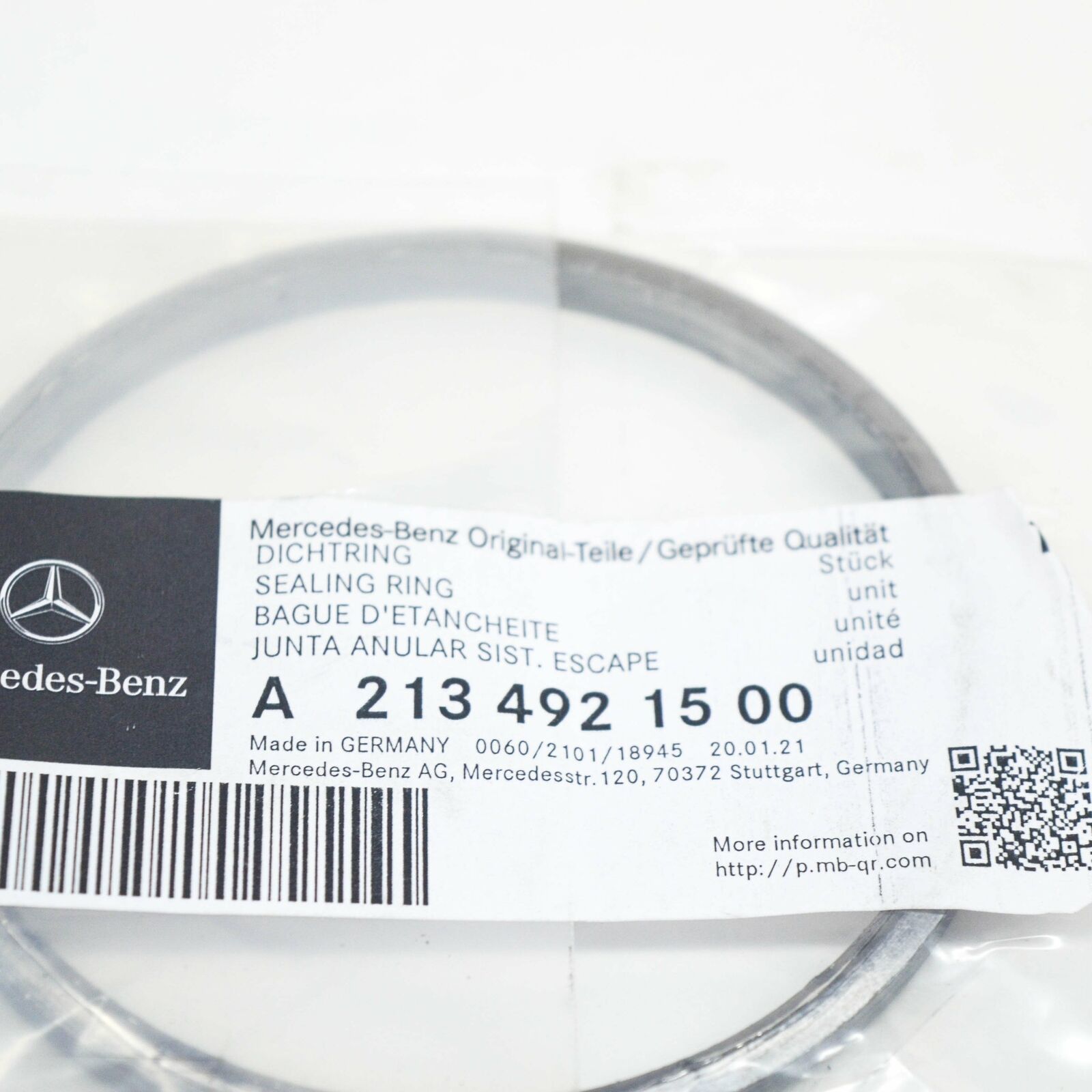 NEW MERCEDES-BENZ E W213 EXHAUST SYSTEM PIPE FIXING O-RING A2134921500 ORIGINAL