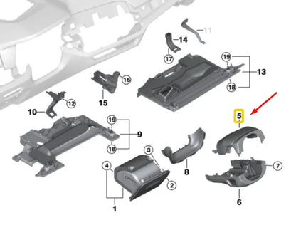 NEW BMW X5 G05 STEERING COLUMN TOP TRIM PANEL 51457952182 RHD ORIGINAL