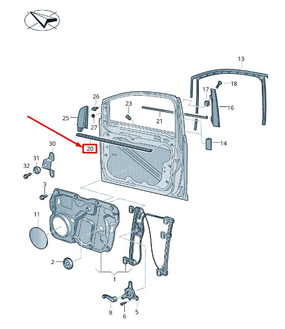 NEW VW CADDY IV SA MK6 FRONT LEFT INNER WINDOW APERTURE SEAL 2K0837471