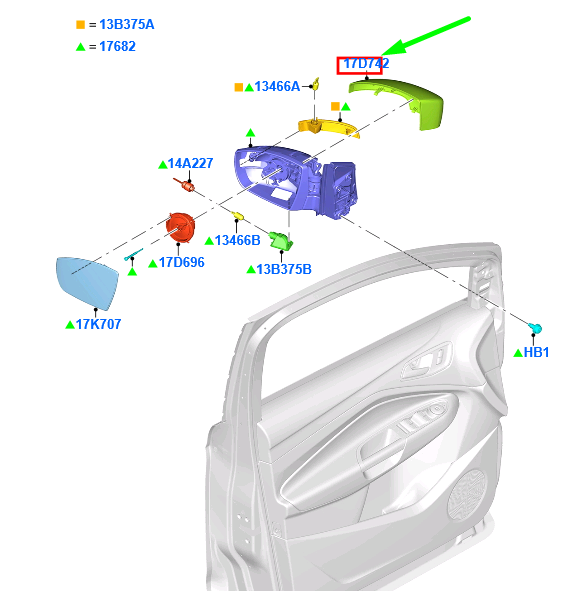 new ford kuga mk2 c520 front right door mirror housing cover 1828391 original