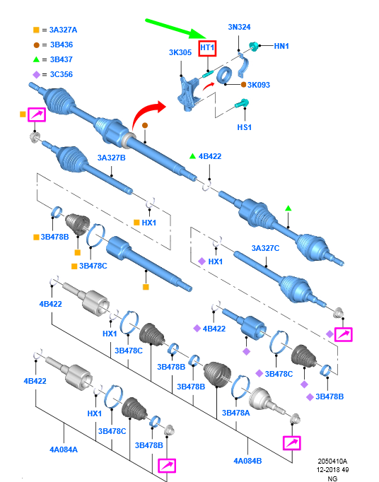 new ford mondeo mk5 front axle drive shaft stud w702827-s437 1908902 original