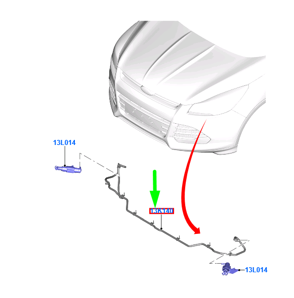 new ford kuga mk2 c520 headlamp washer hose 1871704 cv44-13k140-ae original