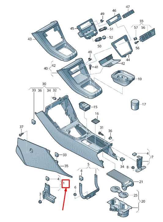NEW VW SHARAN 7N RIGHT CONSOLE SECURING BRACKET LHD 5N1863144B