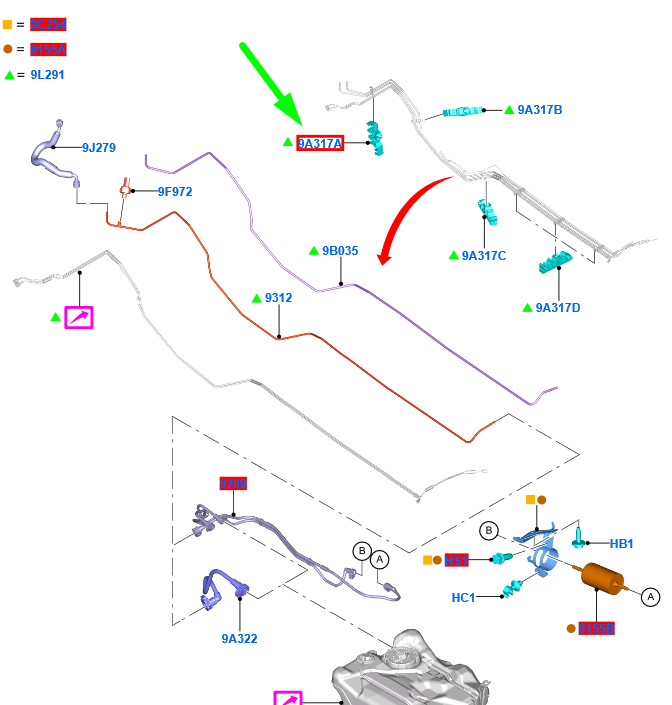 new ford grand c-max mk2 fuel line clip cv61-9b307-da 1782174 original