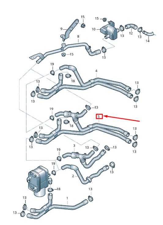 new vw sharan 7n engine coolant hose 7n0819374b original