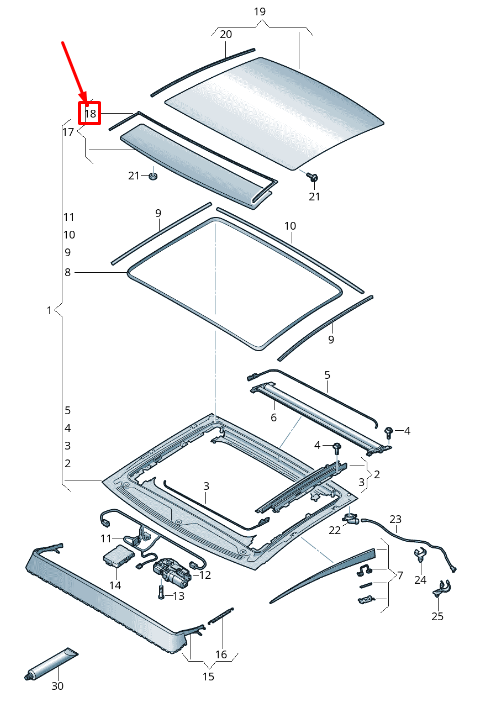 NEW AUDI A6 4A C8 SUNROOF GLASS SEAL 4K5877441 ORIGINAL