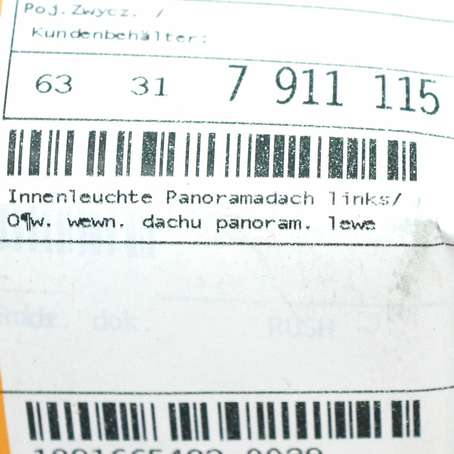 NEW BMW X5 G05 ROOF PANORAMA GLASS LEFT LIGHTING 63317911115 ORIGINAL