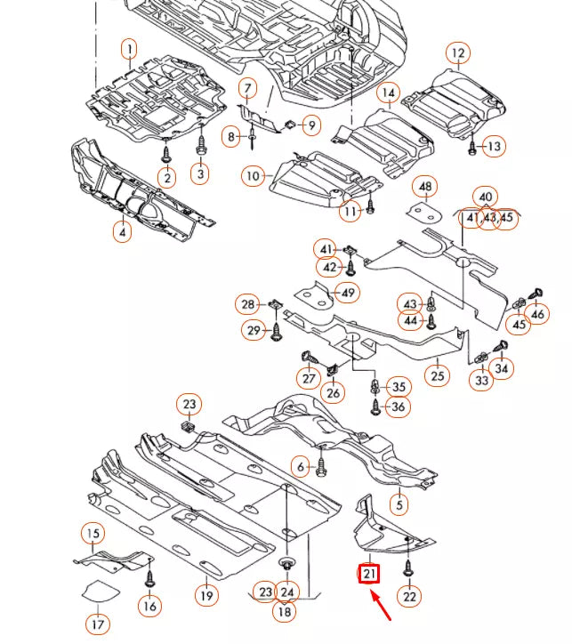 NEW VOLKSWAGEN PASSAT B7 REAR RIGHT UNDERBODY COVER 3AA825216C ORIGINAL