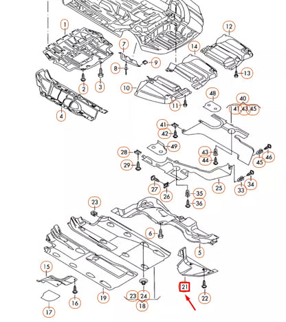 NEW VOLKSWAGEN PASSAT B7 REAR RIGHT UNDERBODY COVER 3AA825216C ORIGINAL
