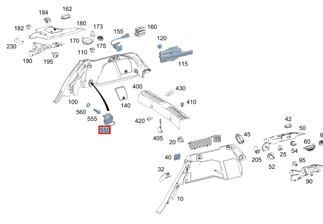 NEW MB GLE W167 LUGGAGE COMPARTMENT COVERING BRACKET A09986010009051 ORIGINAL