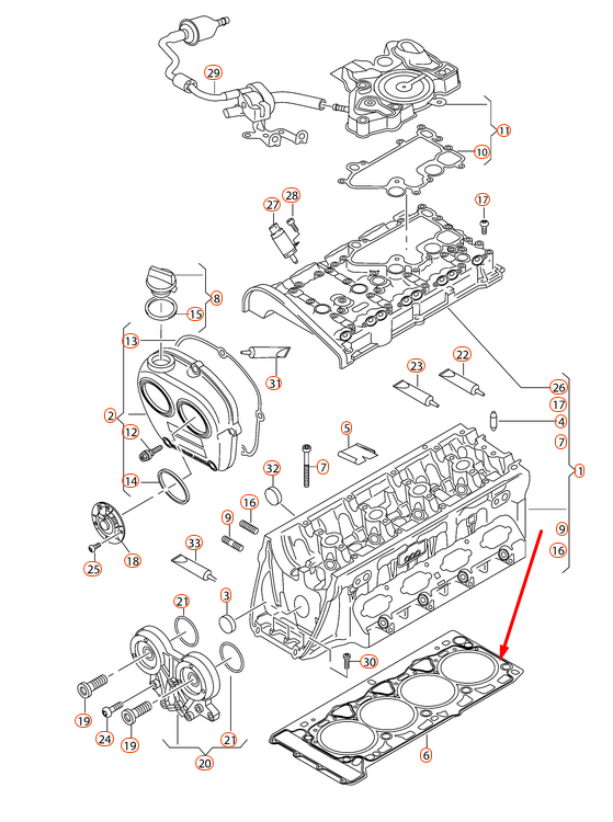 NEW AUDI A3 8V CYLINDER HEAD GASKET 06K103383K ORIGINAL