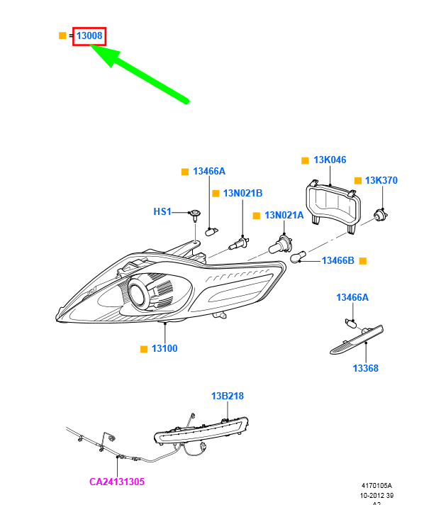 new ford mondeo mk4 front left headlight lhd bs71-13w030-af 1802035 original