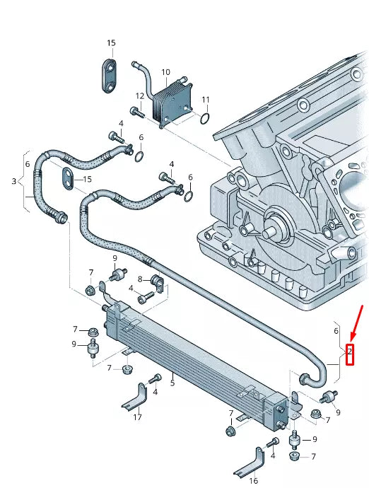 NEW AUDI A4 B7 FRONT OIL COOLER RETURN LINE 8E0117316 ORIGINAL