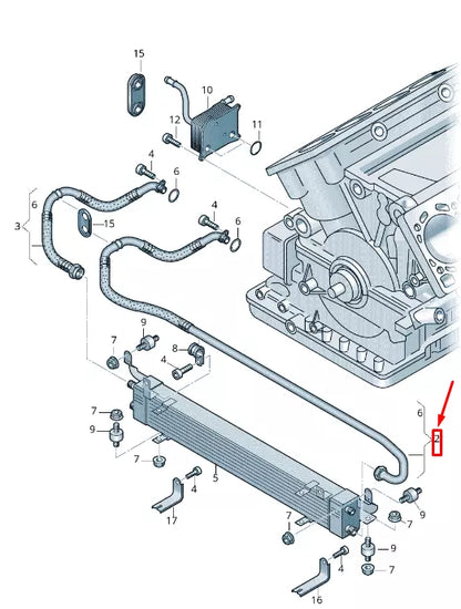 NEW AUDI A4 B7 FRONT OIL COOLER RETURN LINE 8E0117316 ORIGINAL