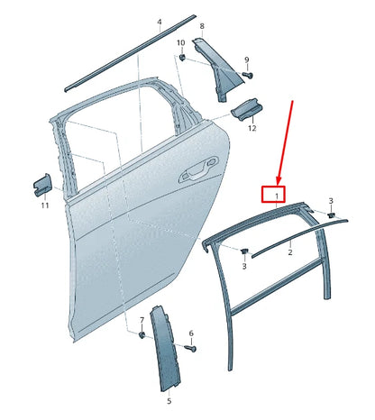 NEW AUDI A6 C8 REAR RIGHT DOOR WINDOW GUIDE 4K5839432C