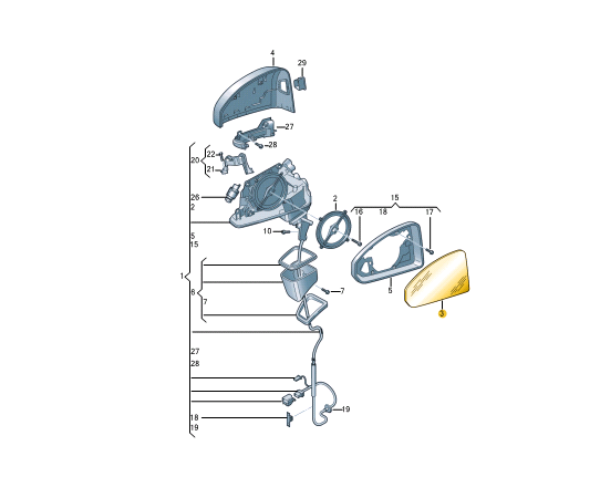 NEW AUDI A3 SPORTBACK 8Y FRONT RIGHT DOOR MIRROR GLASS LHD 8Y0857536 ORIGINAL
