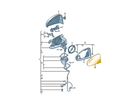 NEW AUDI A3 SPORTBACK 8Y FRONT RIGHT DOOR MIRROR GLASS LHD 8Y0857536 ORIGINAL