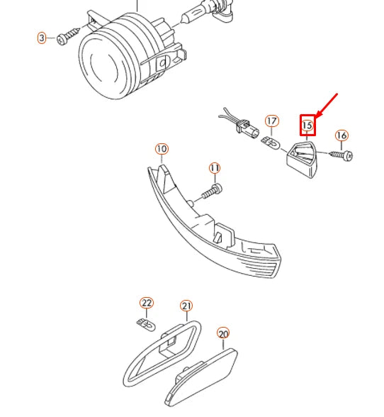 NEW VW EOS FRONT LEFT SIDE MIRROR PERIPHERAL LIGHT 3C0945291