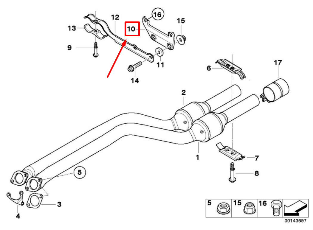 new bmw 3 e90 exhaust bracket 18207540178 7540178 original