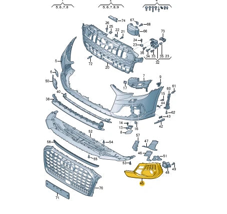 NEW AUDI A8 4N FRONT BUMPER LEFT AIR GRILLE 4N0807679QCKA ORIGINAL