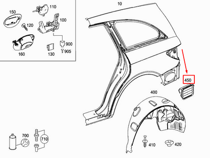 new mercedes-benz r w251 rear left wing ventilation grille a1648300442 original