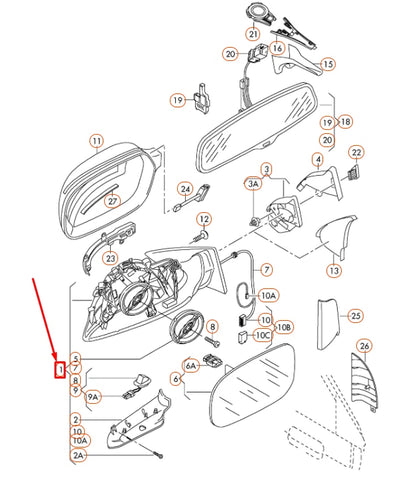 NEW AUDI A4 B8 FRONT RIGHT EXTERIOR MIRROR ASSEMBLY LHD 8K1857410AG01C ORIGINAL