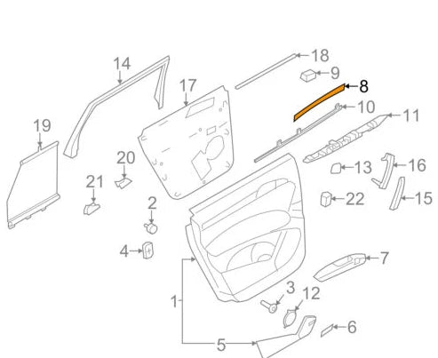 NEW AUDI Q7 4L REAR LEFT SIDE DOOR CARD PANEL STRIP TRIM 4L0867419AAR8 ORIGINAL