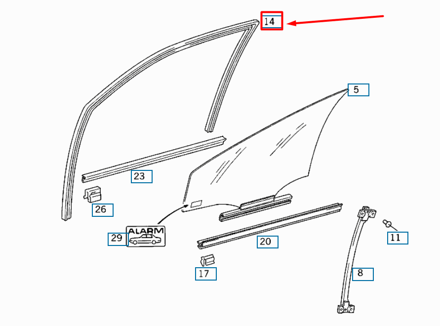 NEW MERCEDES-BENZ E W210 FRONT RIGHT WINDOW GUIDE RAIL A2107251025 ORIGINAL