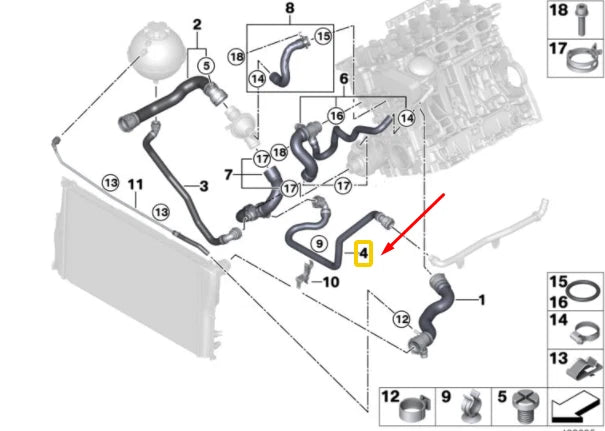NEW BMW 5 F10 COOLANT HOSE 17127619685 ORIGINAL