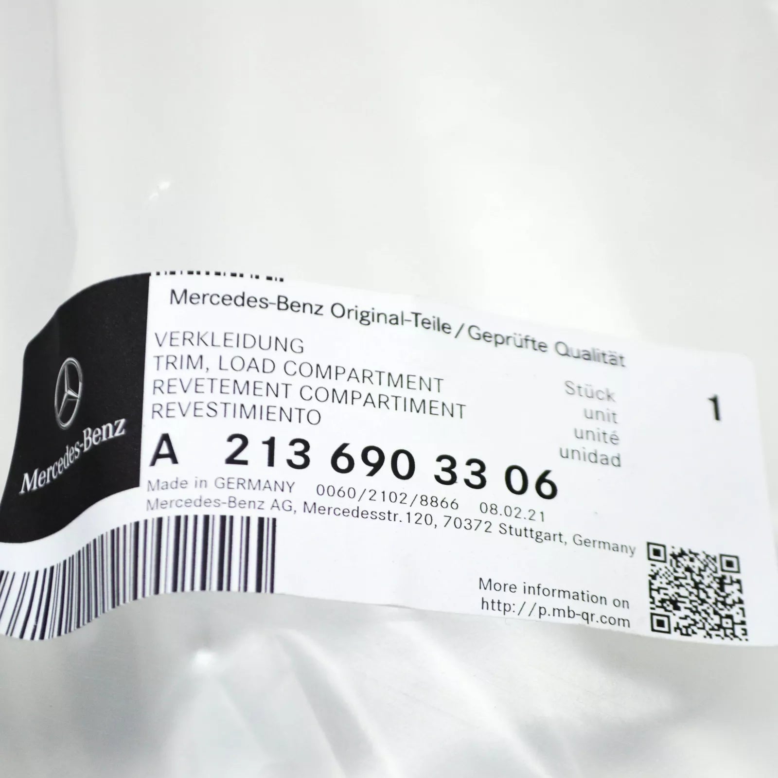 NEW MB E W213 TRUNK PANEL UPPER LEFT LOAD COMPARTMENT TRIM A2136903306