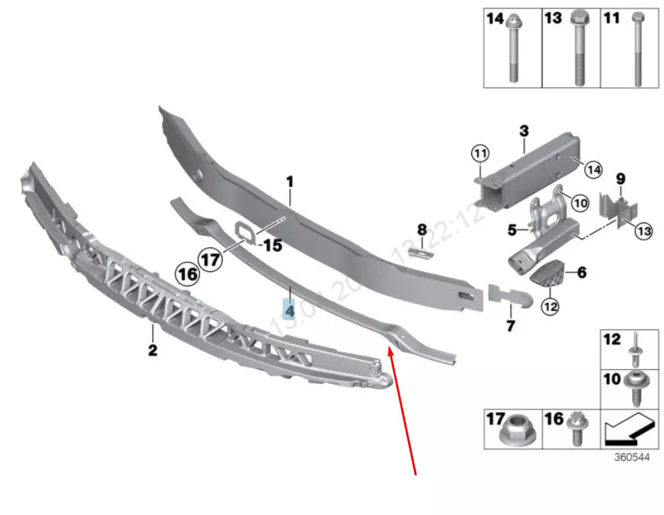 NEW BMW 3 GT F34 FRONT M SPORT BUMPER LOWER CRASH BAR 51118056967 2016 ORIGINAL