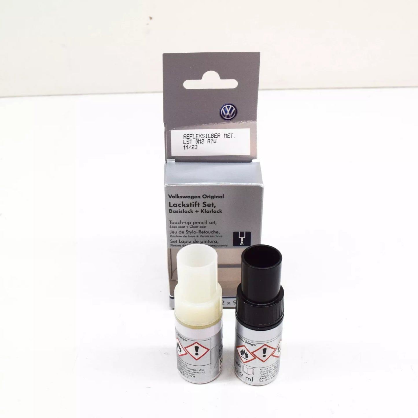 NEW VOLKSWAGEN AUDI TOUCH UP PENCIL PAINT SET SILVER METALLIC LST0M2A7W ORIGINAL