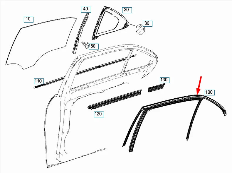 NEW MERCEDES-BENZ E-CLASS W212 REAR RIGHT WINDOW GUIDE A2127351825