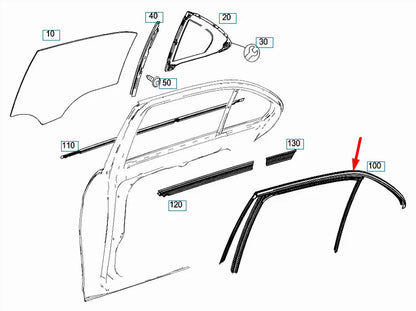 NEW MERCEDES-BENZ E-CLASS W212 REAR RIGHT WINDOW GUIDE A2127351825