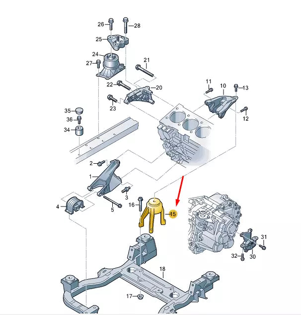 NEW VW TRANSPORTER VI T6 REAR ENGINE MOUNTING 7E0199849F