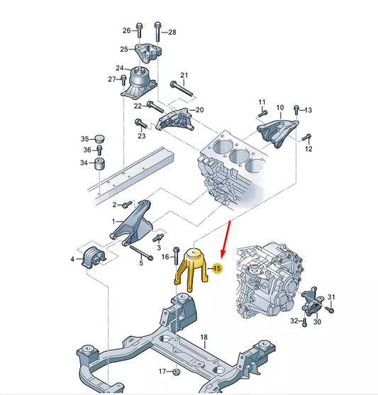 NEW VW TRANSPORTER VI T6 REAR ENGINE MOUNTING 7E0199849F
