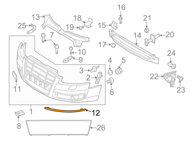 new audi a6 c6 front left bumper chrome strip 4f08530652zz original
