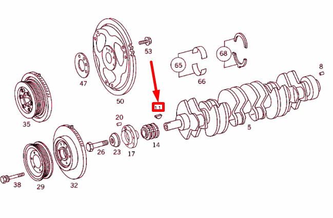 NEW MB ML W163 CRANKSHAFT GEAR AND HUB ON CRANKSHAFT KEY A6049910168 ORIGINAL