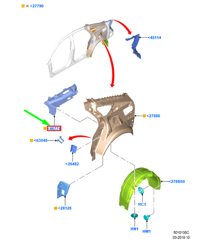 new ford mondeo mk5 rear left side panel reinforcement 2046635 original