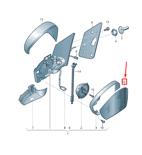 NEW VW UP 12 FRONT LEFT DOOR MIRROR GLASS RHD 6R0857521B ORIGINAL