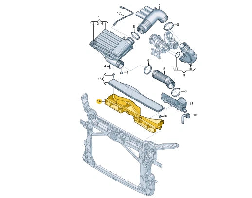 NEW VOLKSWAGEN TIGUAN 5N LOWER AIR GUIDE DUCT 5QM129254