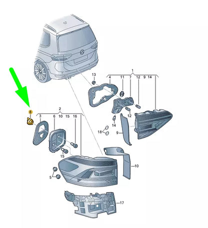 NEW VW TOURAN 5T MK2 REAR OUTER TAIL LIGHT SECURING ELEMENT 5TA945300