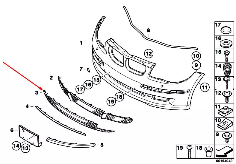 NEW BMW 1 E87 FRONT BUMPER LOWER CENTER GRILLE 51117182367 7182367 2010 ORIGINAL