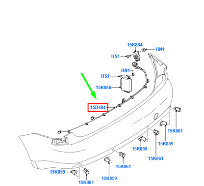new ford focus mk2 rear parking aid wiring 1510402 8m5t-15k868-bba original