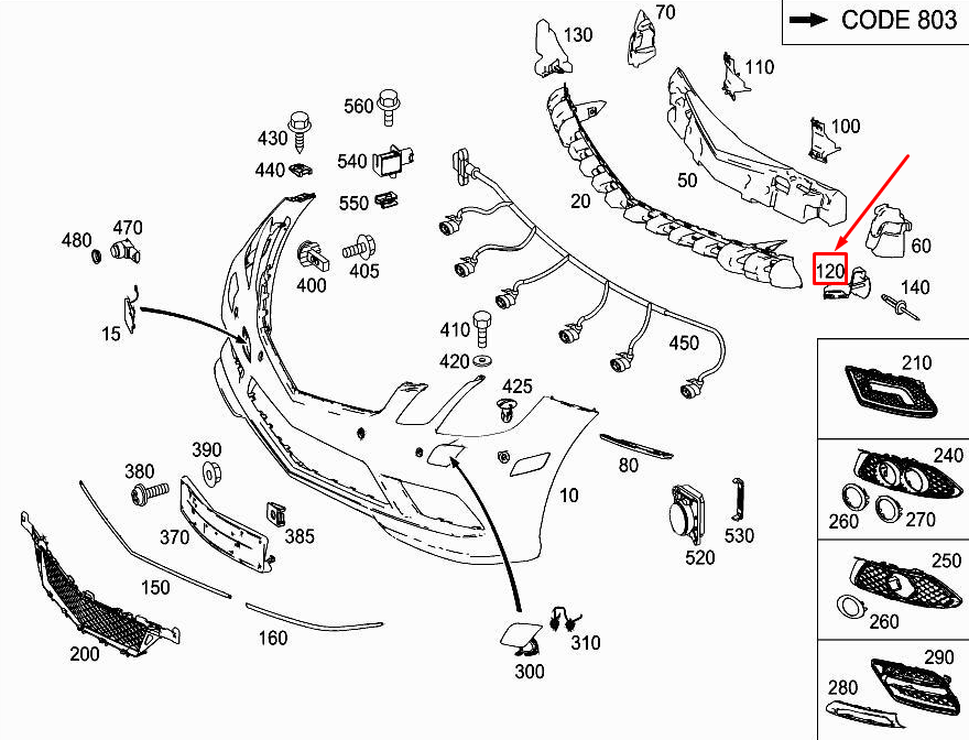 new mercedes-benz e cabrio a207 front right bumper bracket a2078851216 original