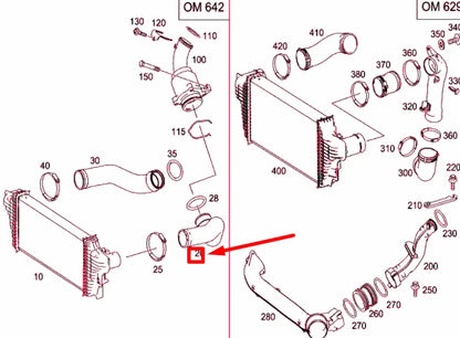 NEW MERCEDES-BENZ GL X164 TURBOCHARGER INTERCOOLER PIPE A1645282182 ORIGINAL
